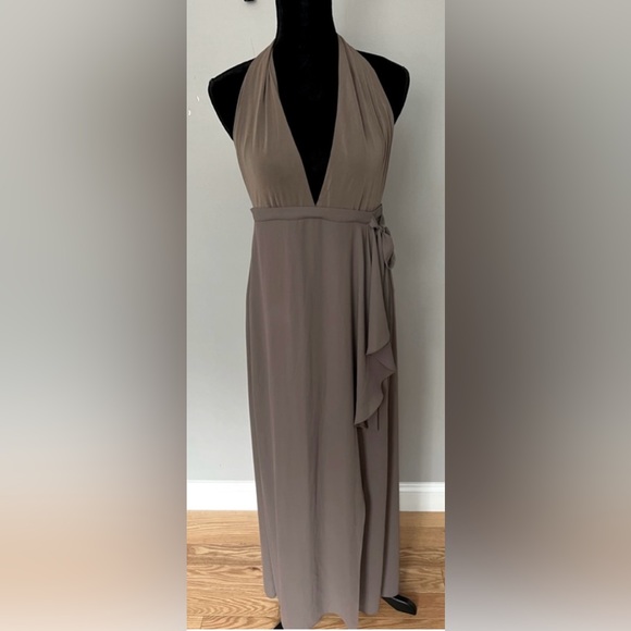 BCBG Maxazria Taupe Angeline Gown with Halter Bodysuit - Picture 9 of 10